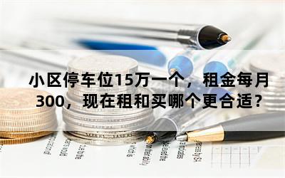 小区停车位15万一个，租金每月300，现在租和买哪个更合适？