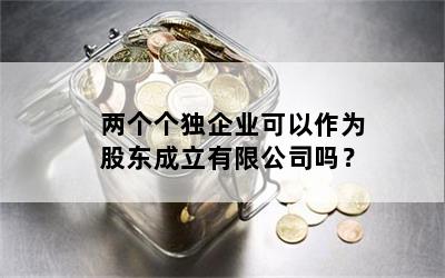 两个个独企业可以作为股东成立有限公司吗？