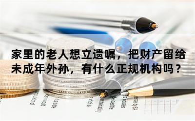 家里的老人想立遗嘱，把财产留给未成年外孙，有什么正规机构吗？