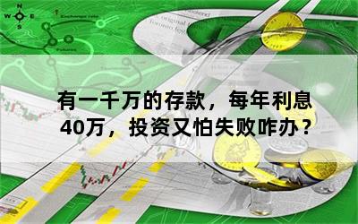 有一千万的存款，每年利息40万，投资又怕失败咋办？