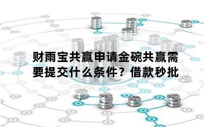 财雨宝共赢申请金碗共赢需要提交什么条件？借款秒批