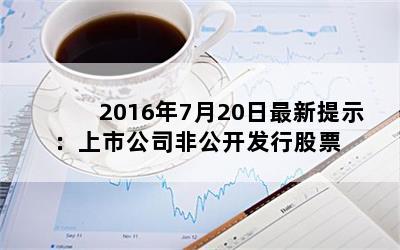 2016年7月20日最新提示：上市公司非公开发行股票

