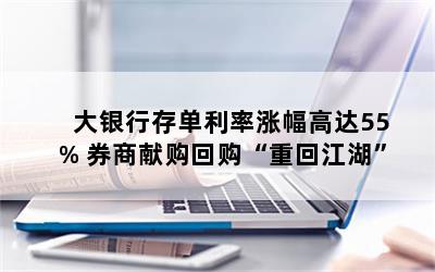 大银行存单利率涨幅高达55% 券商献购回购“重回江湖”