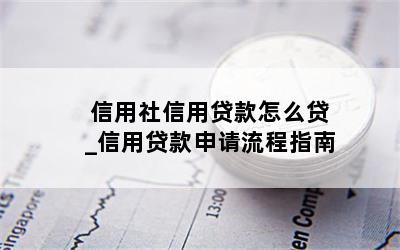 信用社信用贷款怎么贷_信用贷款申请流程指南