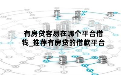  有房贷容易在哪个平台借钱_推荐有房贷的借款平台