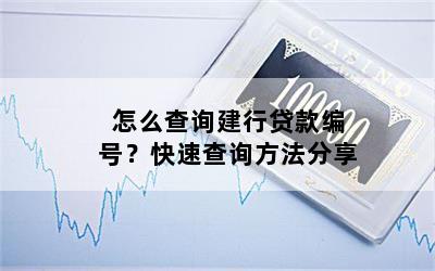 怎么查询建行贷款编号？快速查询方法分享