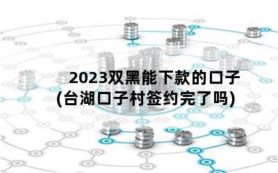 2023双黑能下款的口子(台湖口子村签约完了吗)