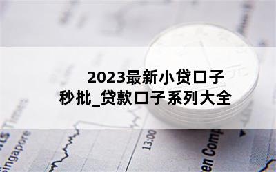 2023最新小贷口子秒批_贷款口子系列大全