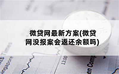 微贷网最新方案(微贷网没报案会返还余额吗)