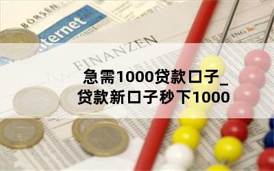 急需1000贷款口子_贷款新口子秒下1000