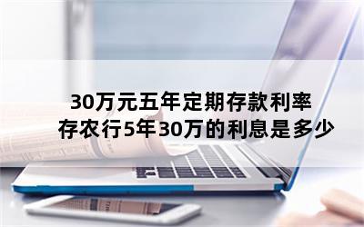 30万元五年定期存款利率 存农行5年30万的利息是多少